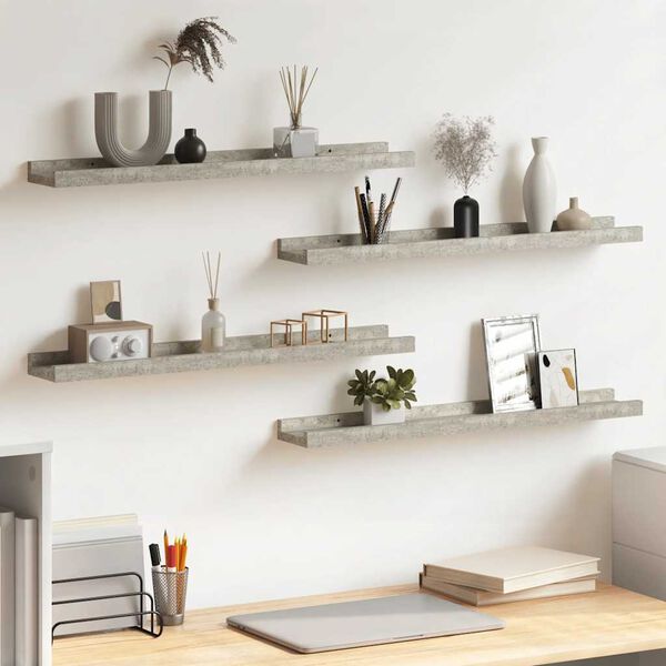 vidaXL Wall Shelves 4 pcs Concrete Grey 60x9x3 cm