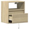 vidaXL Wall-mounted Bedside Cabinets with LED Lights 2 pcs Sonoma Oak