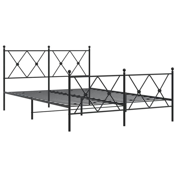 vidaXL Metal Bed Frame without Mattress with Footboard Black 140x190cm
