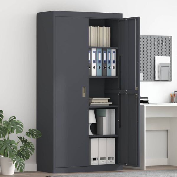 vidaXL Storage Cabinet 2 pcs Anthracite 90 x 40 x 180 cm Steel