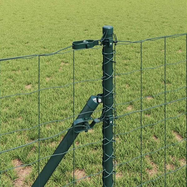 vidaXL Fence with Post Green 0.4 x 25 m Steel and PVC