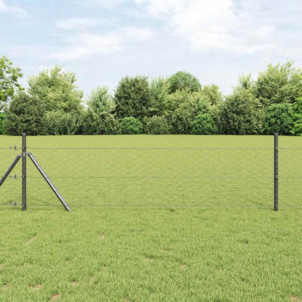 vidaXL Fence Post Grey 10 x 0.8 m (50 mm mesh) Steel and PVC