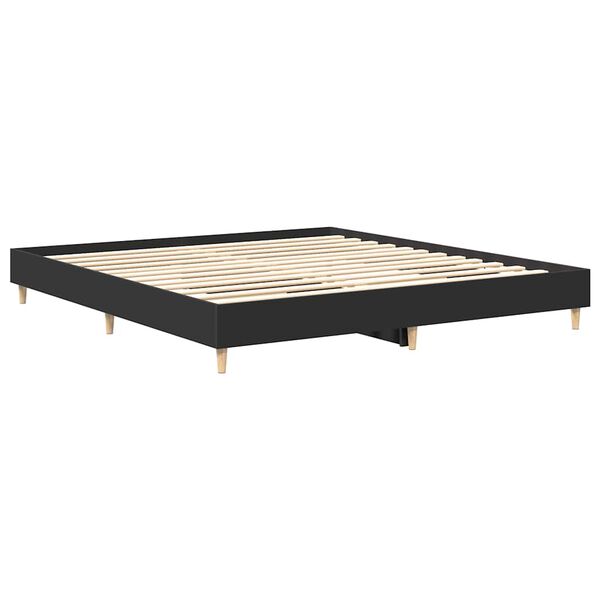 vidaXL Bed Frame No Mattress Black 200x200 cm Engineered Wood