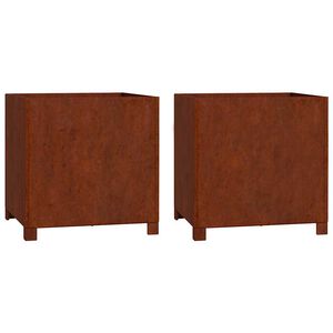 vidaXL Planters with Legs 2 pcs Rusty 50x50x50 cm Corten Steel