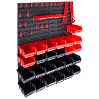 vidaXL 29 Piece Storage Bin Kit with Wall Panels Red and Black