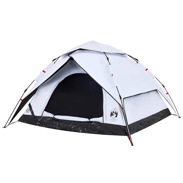 vidaXL Camping Tent Dome 5-Person White Blackout Fabric Quick Release