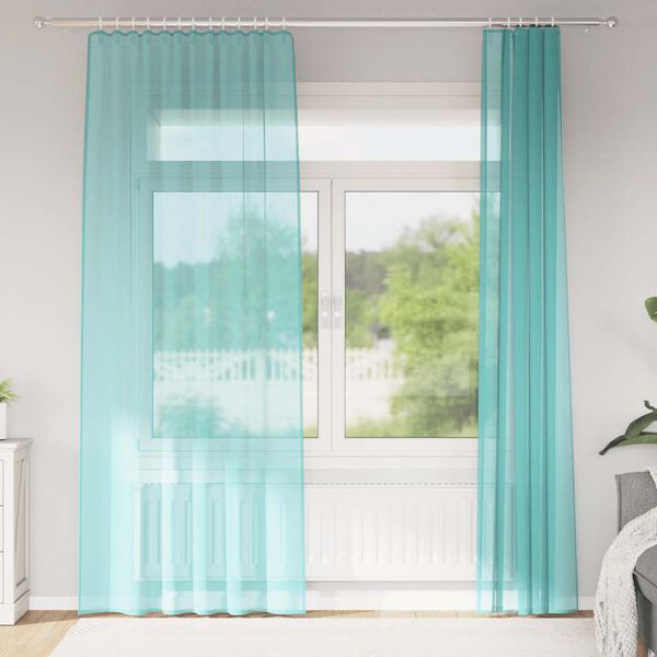 vidaXL Voile Curtains with Rod Pockets 2 pcs Turquoise