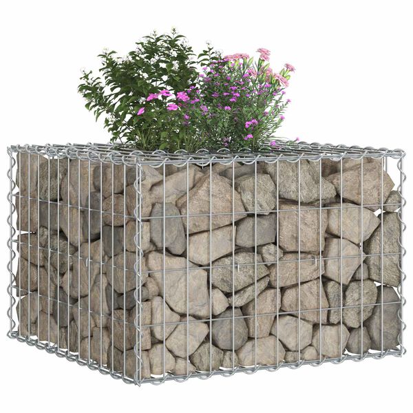 vidaXL Gabion Raised Bed Silver 60 x 60 x 40 cm Galvanised Steel