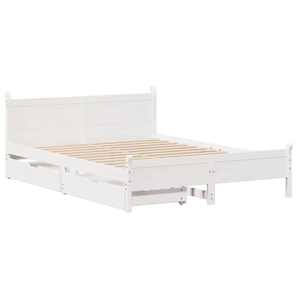 vidaXL Bed Frame without Mattress White 120x190 cm Small Double Solid Wood Pine