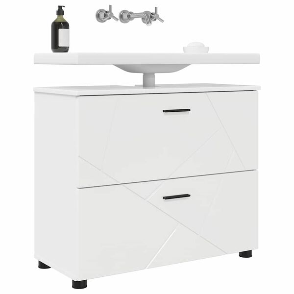 vidaXL Bathroom Cabinet with Drawer High Gloss White 76.5 x 35 x 64 cm