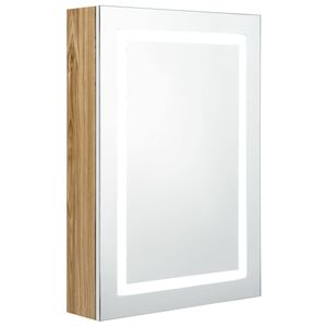 vidaXL LED Bathroom Mirror Cabinet White and Oak 50x13x70 cm