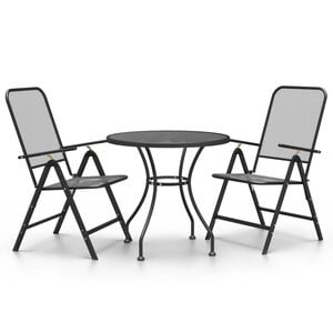 vidaXL 3 Piece Garden Dining Set Expanded Metal Mesh Anthracite