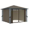 vidaXL Gazebo with Curtain&LED String Lights 3x3 m Taupe Aluminium