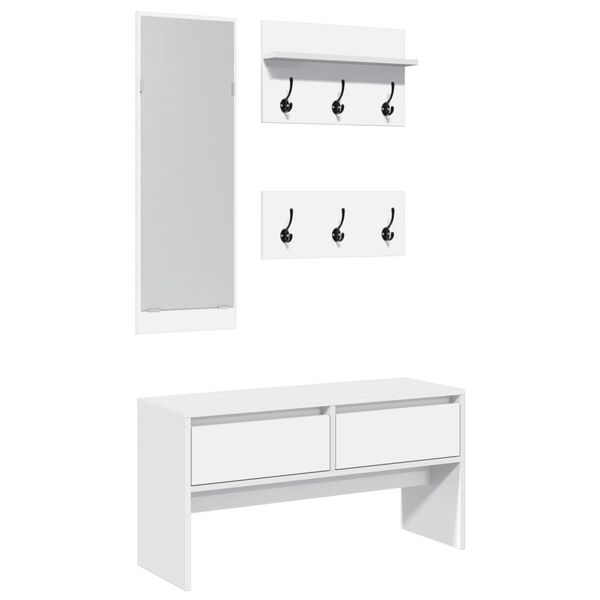 vidaXL 4 Piece Hallway Furniture Set White Engineered Wood