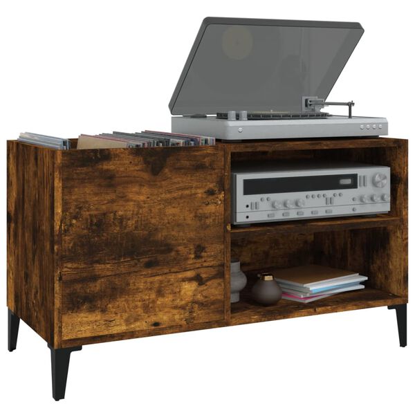 vidaXL Record Cabinet Smoked Oak 84.5x38x48 cm Engineered Wood