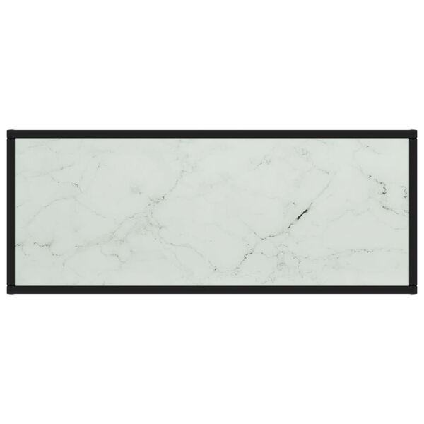 vidaXL TV Cabinet Black with White Marble Glass 100x40x40 cm