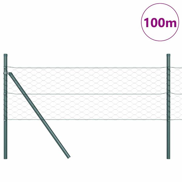 vidaXL Fence Post Grey 100 x 0.4 m (50 mm mesh) Steel and PVC