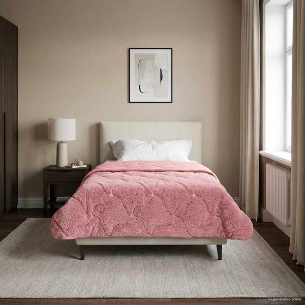 vidaXL Summer Duvet Pink 135 x 200 cm Microfiber and Teddy fleece