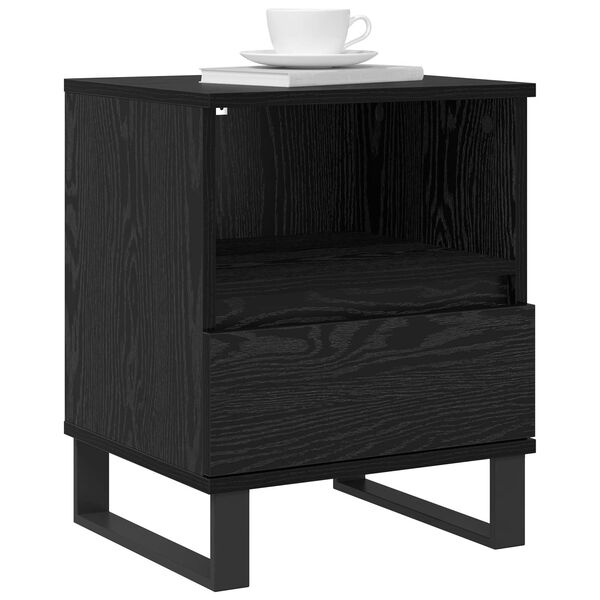 vidaXL Bed Cabinet Black Oak 40 x 35 x 50 cm Engineered Wood
