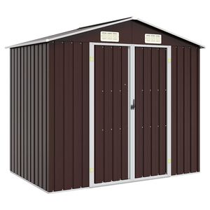 vidaXL Garden Shed Brown 205x129x183 cm Galvanised Steel