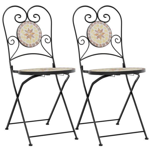 vidaXL Bistro Chairs Foldable 2 pcs Terracotta and White Ceramic