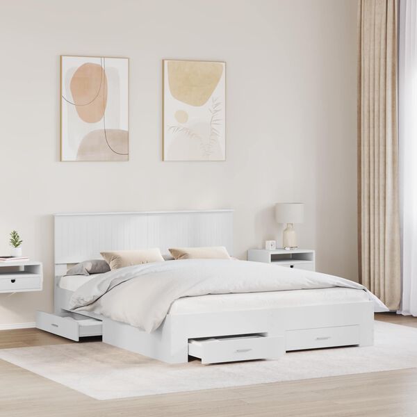 vidaXL Bed Frame with Headboard White 160 x 200 cm Engineered Wood