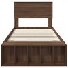 vidaXL Bed Frame with Shelf Brown Oak 100 x 200 cm Engineered Wood