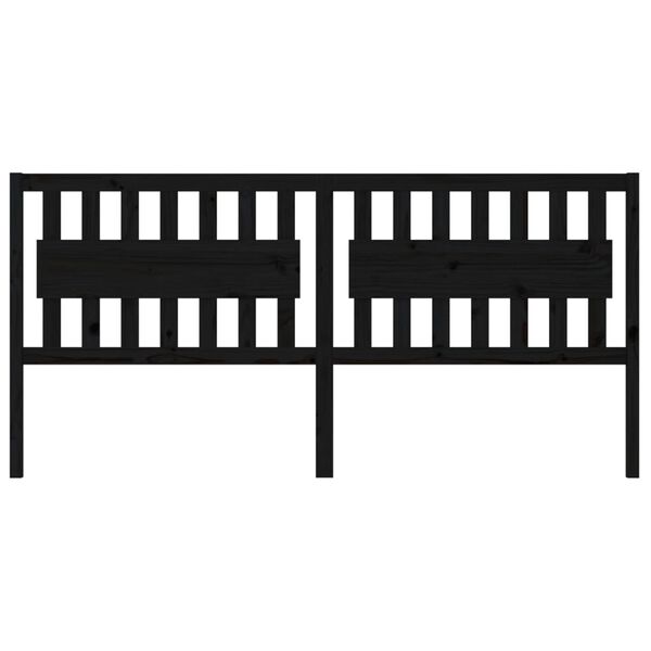 vidaXL Bed Headboard Black 205.5x4x100 cm Solid Wood Pine