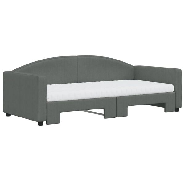 vidaXL Daybed with Trundle and Mattresses Dark Grey 90x190 cm Fabric