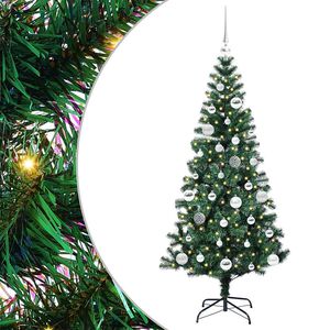 vidaXL Artificial Pre-lit Christmas Tree Green 150 cm PVC and Metal