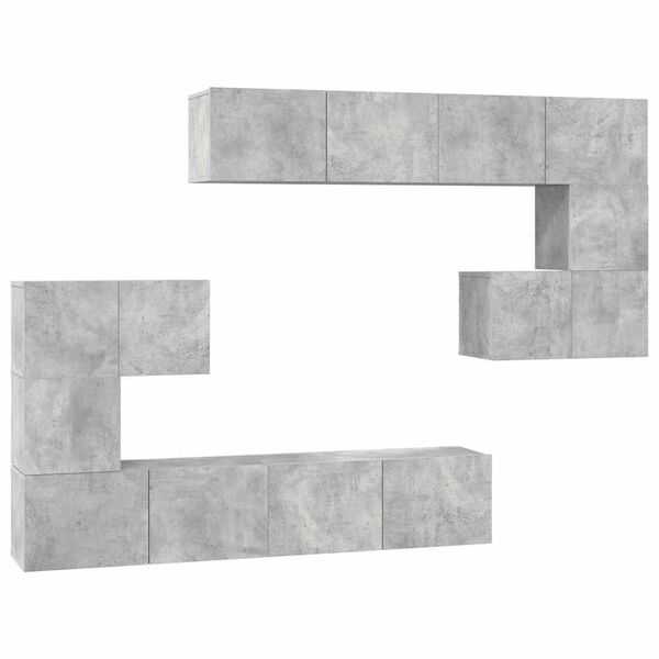 vidaXL 8 Piece TV Cabinet Set Concrete Grey Engineered Wood