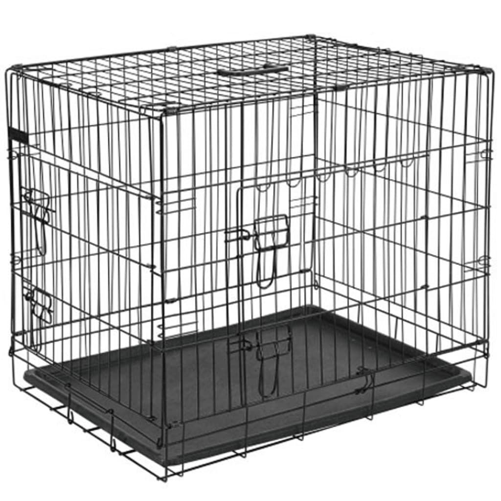 Pet Dog Transport Crate Metal 63x44x50.5 cm Black 15001