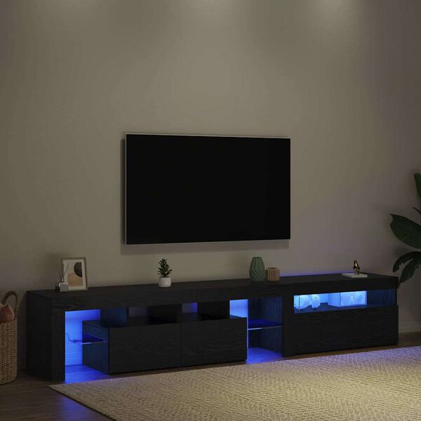 vidaXL TV Cabinet 2 pcs Black Oak 215 x 37 x 40 cm Engineered Wood