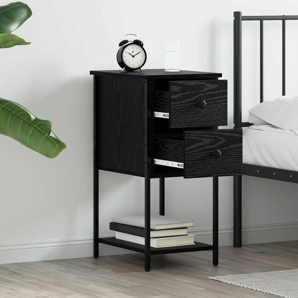 vidaXL Bedside Cabinet Black oak 32 x 42 x 70 cm Engineered wood