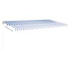 vidaXL Manual Retractable Awning with LED 6x3.5 m Blue and White