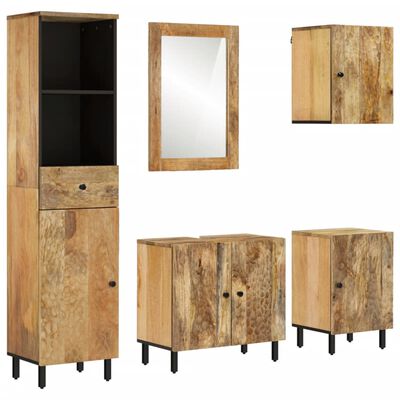vidaXL 5 Piece Bathroom Cabinet Set Solid Wood Mango