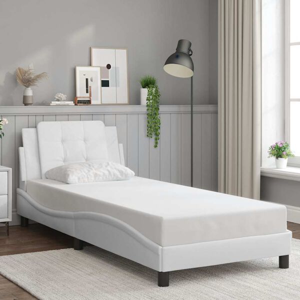 vidaXL Bed Frame without Mattress "Zadar" White 90x190 cm Single Faux Leather