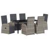 vidaXL Garden Dining Set with Cushion 7 pcs Grey Poly Rattan