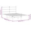 vidaXL Metal Bed Frame without Mattress with Headboard White 140x190cm