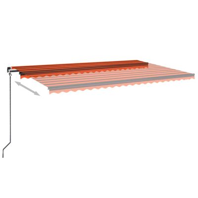 vidaXL Manual Retractable Awning 500x300 cm Orange and Brown