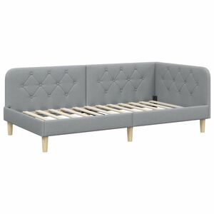 vidaXL Corner Bed Frame with Headboard Light Grey 90 x 200 cm Fabric
