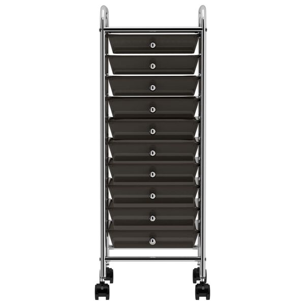 vidaXL 10-Drawer Mobile Storage Trolley Black Plastic