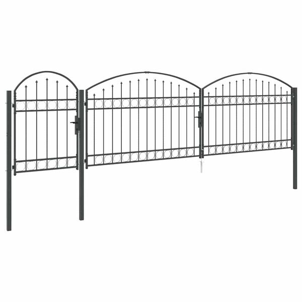 vidaXL Garden Fence Gate with Arched Top Grey 500 x 100 cm Steel