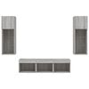 vidaXL 5 Piece TV Wall Units with LED Grey Sonoma Engineered Wood