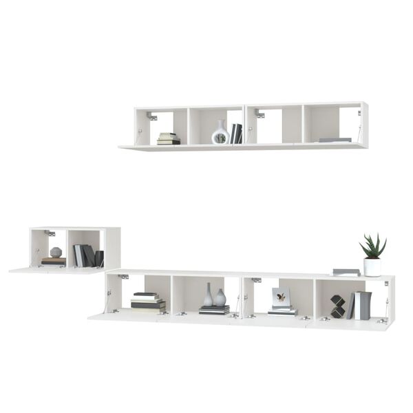 vidaXL 5 Piece TV Cabinet Set White Engineered Wood