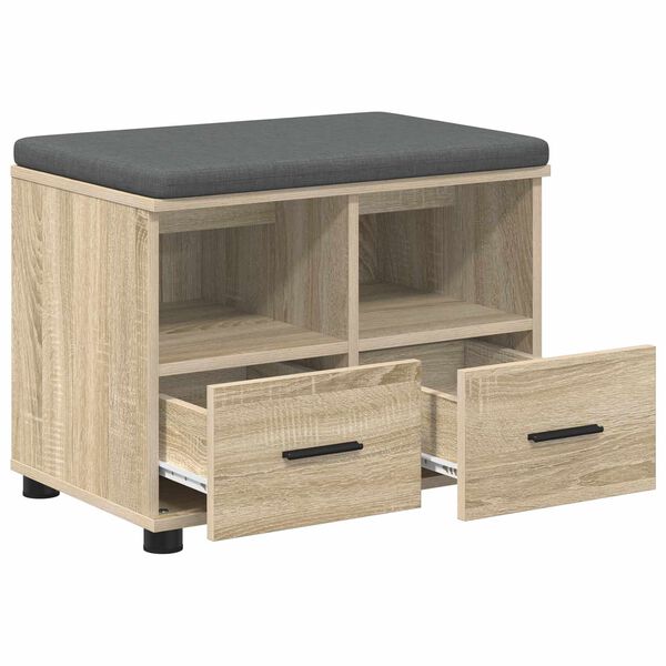 vidaXL Hall Bench with Cushion with Drawer Sonoma Oak 60 x 38 x 46 cm