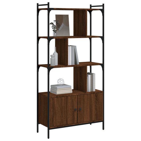 vidaXL Bookcase with Doors Brown Oak 76.5x30x154.5 cm Engineered Wood