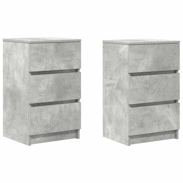 vidaXL Bedside Cabinets with 3 Drawers 2 pcs Concrete Grey 39x35x65 cm