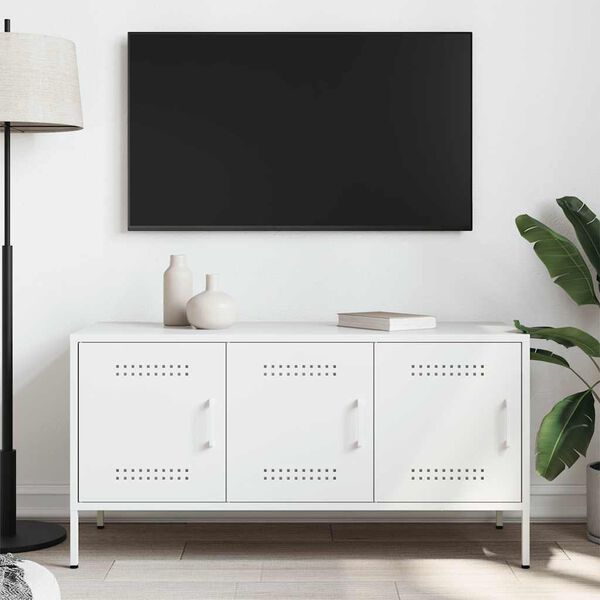 vidaXL TV Cabinet White 100.5x39x50.5 cm Steel