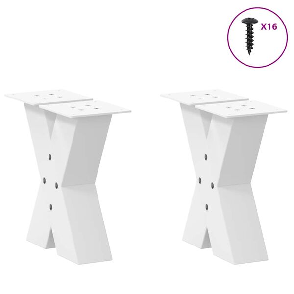 vidaXL Coffee Table Legs X-Shaped 2 pcs White 30x(30-31) cm Steel
